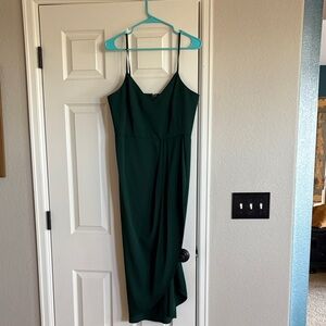 Lulu's Dark Green Midi Dress